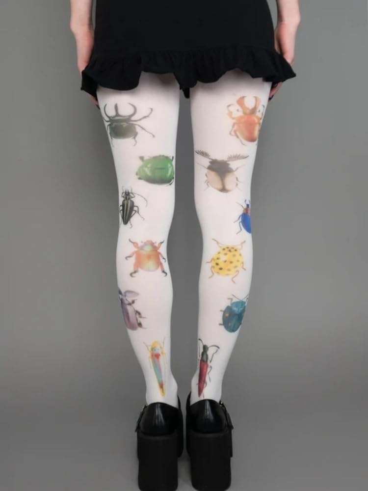 TYATVS Womens Whimsy Twee Funky Tights Emo Goth Patterned Stockings Whimsical Clothes Y2k Grunge Aesthetic - Image 3